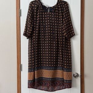 Ulla Popken Black Short-Sleeve Paisley & Border Print Shirt